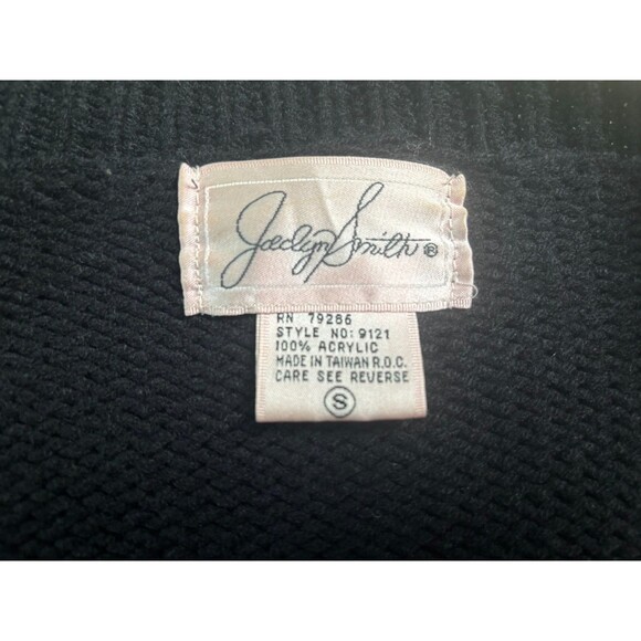 Jocelyn Smith Women's Sweater Cardigan Small Black Ugly Sweater 80's 90 VTG - Picture 6 of 6
